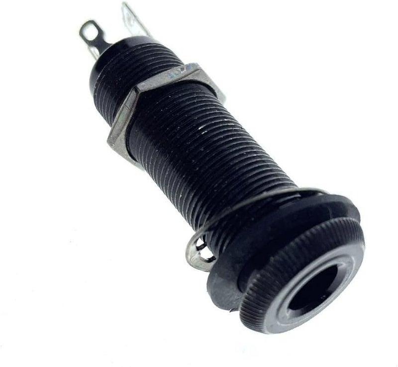KAISH 6.35mm Brass Mono Guitar Bass Barrel Jack Socket Cylinder Input Output Jack with 3 Pins Black - Image 1